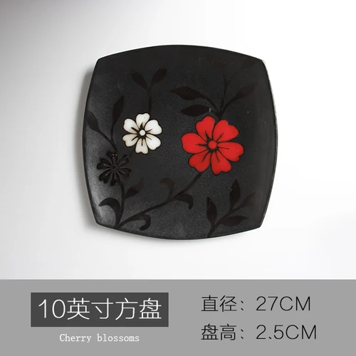 Японский стиль прямоугольная керамическая тарелка, декоративные инструменты, кухонные аксессуары, столовые приборы, тарелка для суши/десерта/фруктового салата - Цвет: 01--L