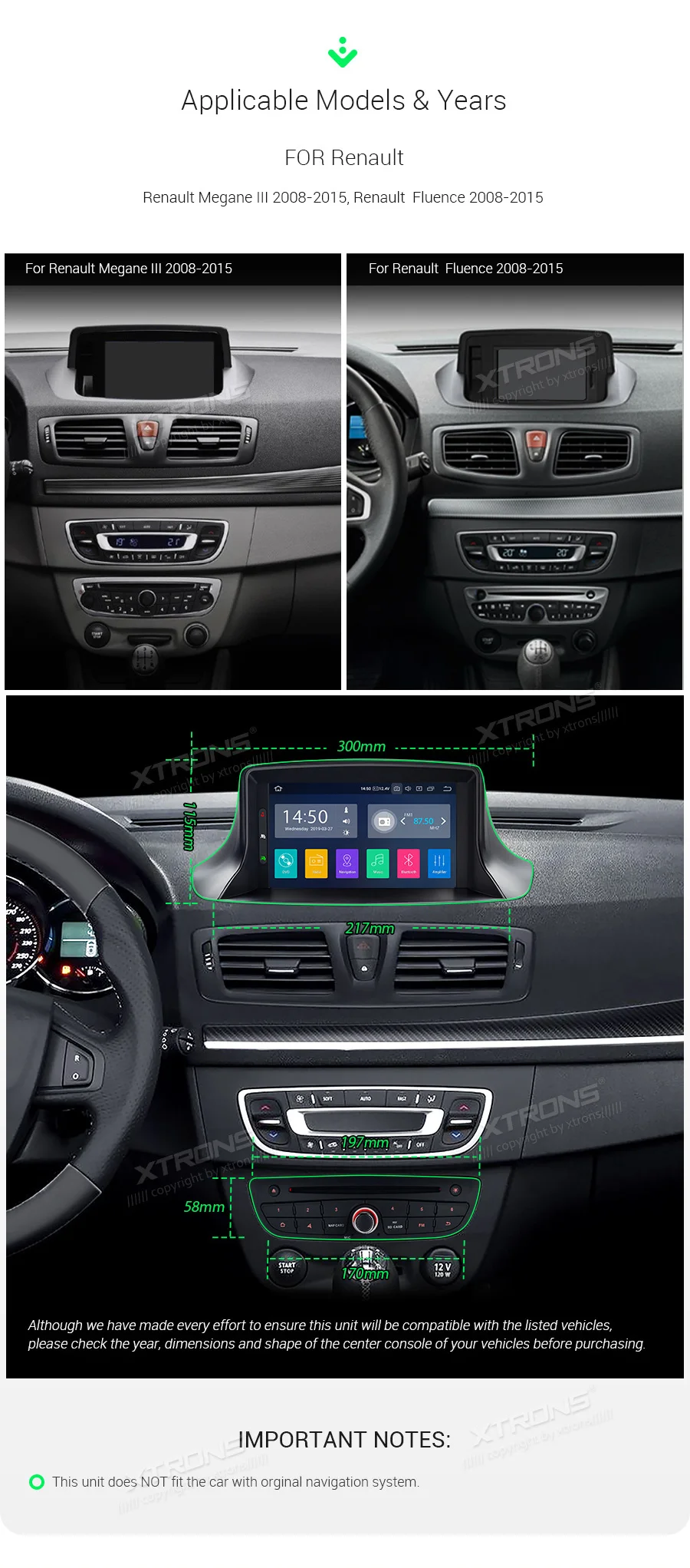 Perfect 7" Android 9.0 Pie OS Car DVD Multimedia Navigation GPS Radio for Renault Megane III 2008-2015 & Renault Fluence 2008-2015 2