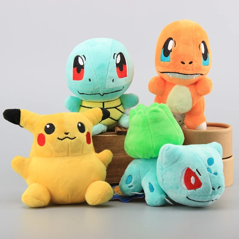 

4 Pcs/Set Plush Toy Pikachu Figure Charmander Squirtle Bulbasaur Cute Stuffed Animals Soft Dolls 16 CM
