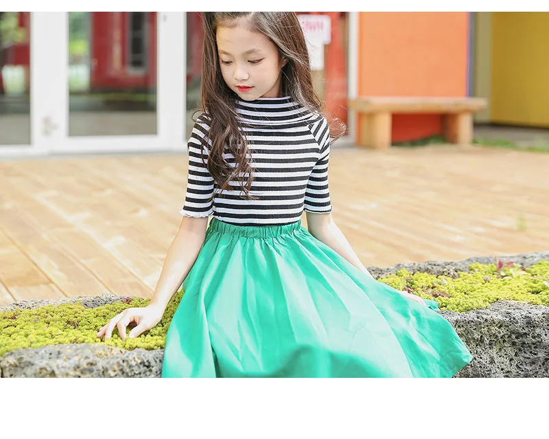 teenage girls dresses 2018 spring summer shoulderless stripe kids dresses for girls little yellow green holiday children dress clothing 5 6 7 8 9 10 11 12 13 14 15 years big little girls dresses for girls 12 years kids clothes girls summer ( (7)