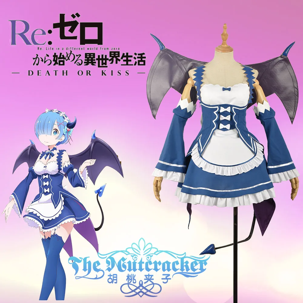 Re: Zero/Re: жизнь в другом мире от Rem Косплей Костюм для взрослых женщин синее платье