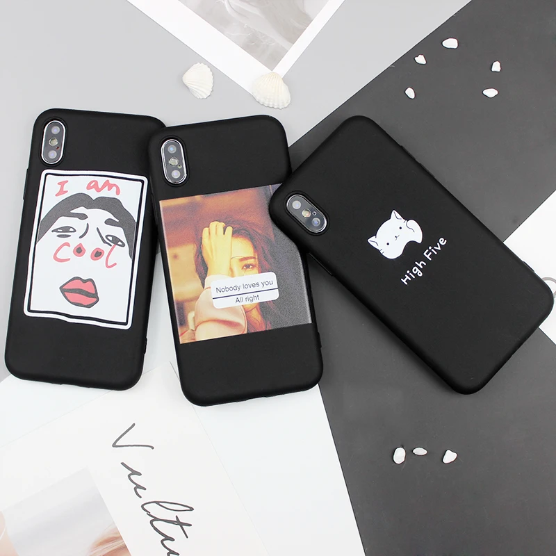 

KSTUCNE Funny Experssion Phone Cases For iphone 6 6S 7 8 plus For iphone X Case Silicone 5 5s se I'm Cool Letter Case Coque