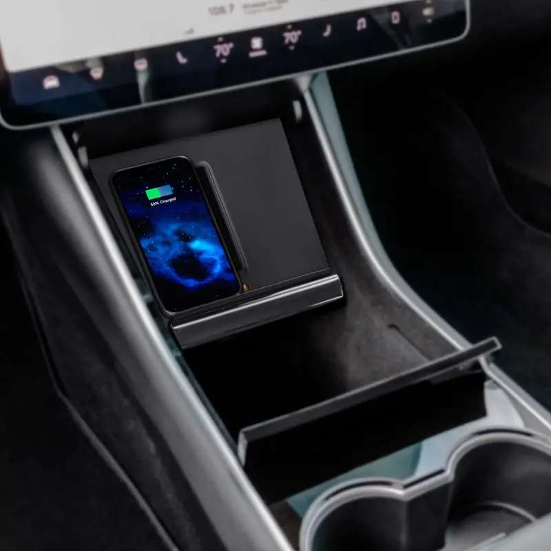 

Model 3 Qi Fast Charger Wireless Charger Stand with Dual USB Ports for Model 3 Center Console Charger for All Qi-Enabled Phones