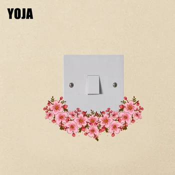 

YOJA Artistical Pink Kinds Of Flower Switch Sticker PVC Cartoon Design Room Decor Wall Decal 15SS0272
