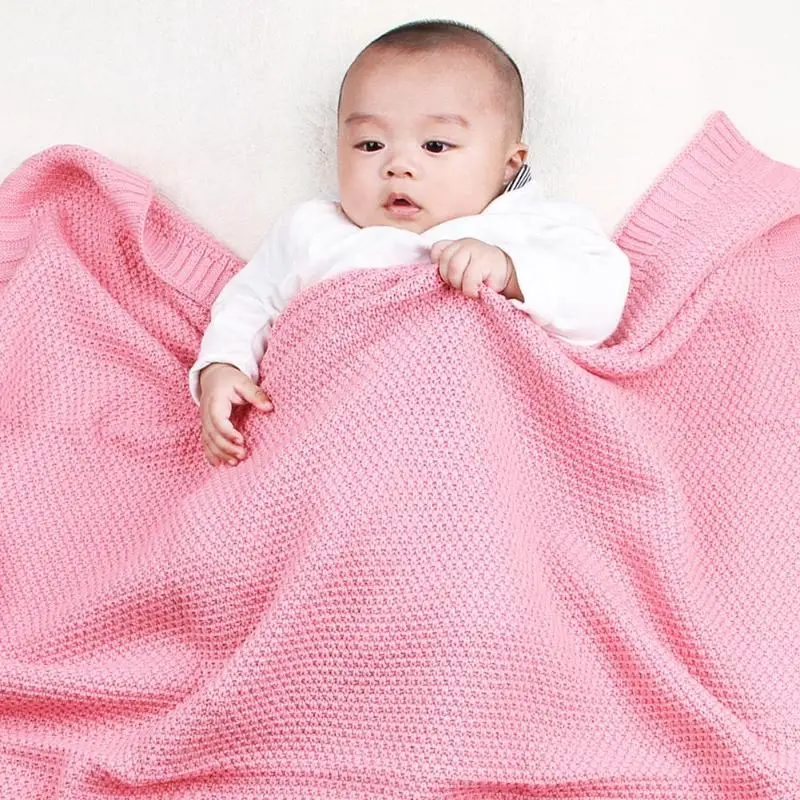 Мульти-стили детское одеяло вязаные пеленки для новорожденного мягкие детские диван-кровать одеяло сплошной цвет чехол для коляски для Bbay