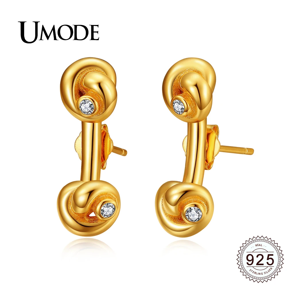 UMODE New Fashion Cute Knot Stud Earring for Women Trendy 925 Sterling Silver Jewelry CZ Crystal Boucle D'oreille Bijoux ULE0280