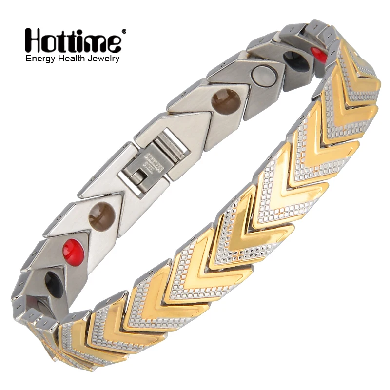 

Hottime Healing Bracelet Female Magnetic Germanium Stainless Steel Bracelets Men Hologram Bracelets for Male Hand Chain Jewelry
