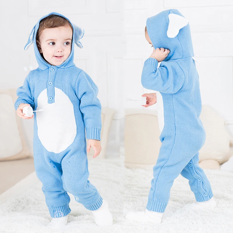 

IYEAL New Arrival 2018 Spring Autumn Cute Cartoon Hooded Baby Rompers For Boys Girls Clothes Newborn Clothing Infant Costume