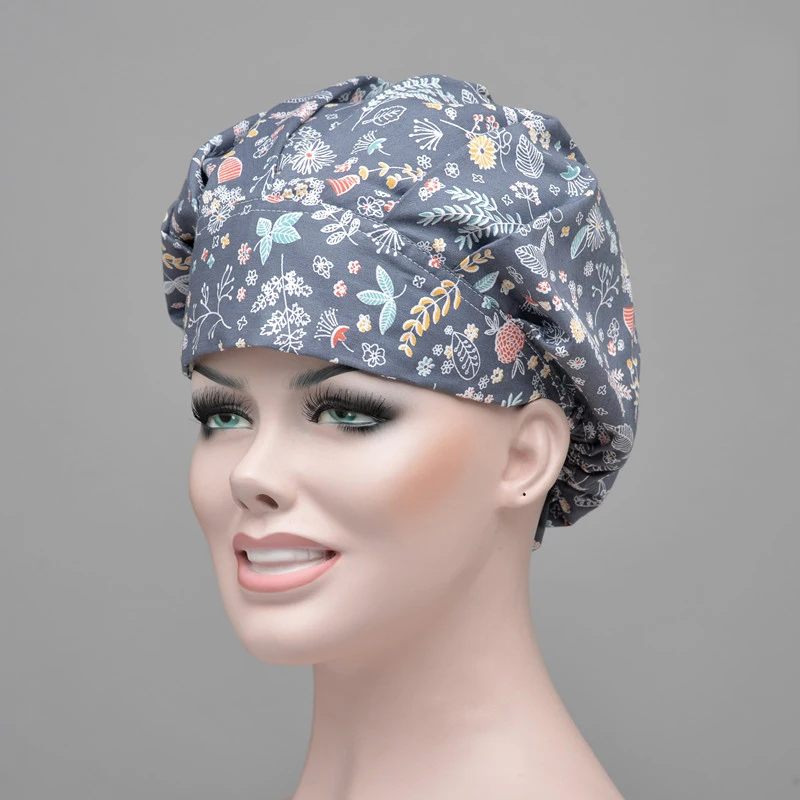 11 Colors Floral Printed Cute Scrub Caps High Quality Gourd Hat Clinic Hospital Dental Surgical Laboratory Pharmacy Medical Caps