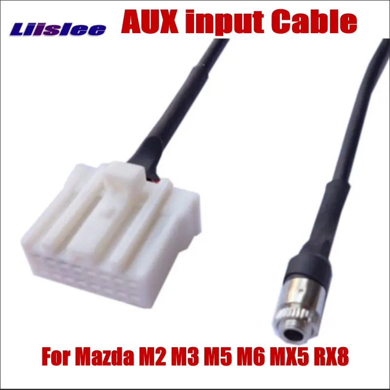 Liislee original plugues para aux adaptador 3.5mm conector para mazda m2 m3 m5 m6 mx5 rx8 áudio do carro cabo de mídia dados fio música