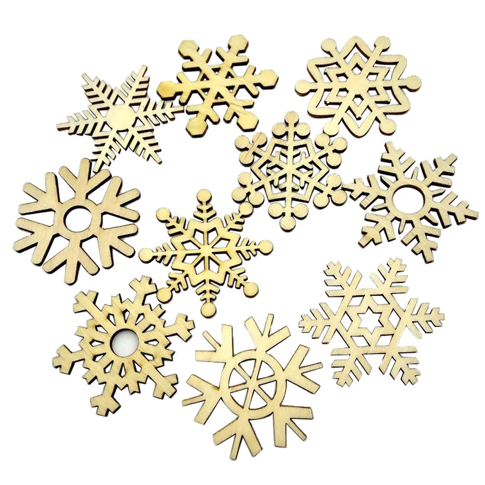 

10Pcs Assorted Wooden Snowflake Xmas Wedding Tree Hanging Ornament Decor Sturdy