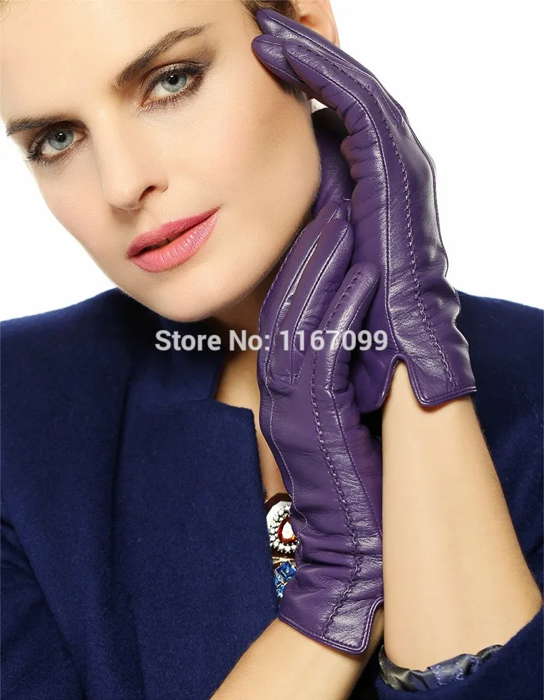 Новинка, женские перчатки из натуральной кожи, зимние перчатки, теплые, черные, коричневые, темно-коричневые, фиолетовые, темно-синие, винные