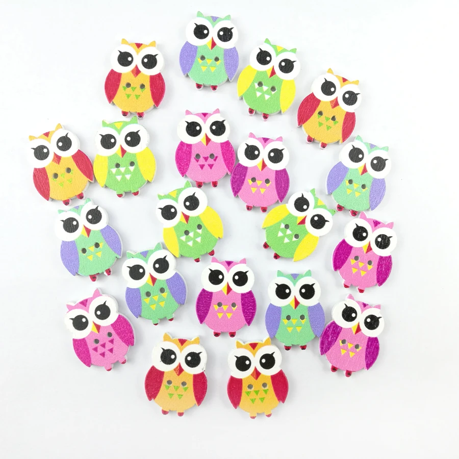 

25Pcs/Lot Owl Fashion Mixed Wooden Button Fancy Bulk Sewing Accessories Decorative Buttons Handmade Scrapbooking Craft DIY NK003