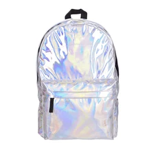 En cuir qualité ordinateur portable sac à dos femmes Hologramme Sac À Dos Pour Les Étudiants de L’école de Femmes Laser Argent Couleur Holographique Sac à dos
