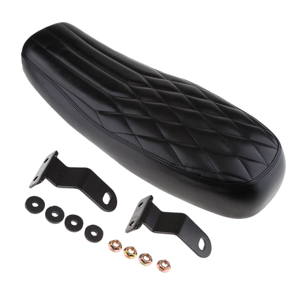Motorcycle Cafe Racer Vintage Flat Seat Cushion Rhombus Seat Saddle Black Motorcycle Seat Saddle Cafe Racer Vintage Seat Cushion