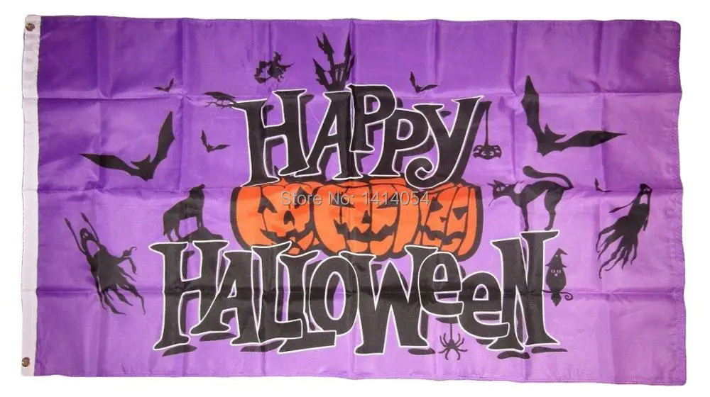 Happy Halloween Flag 3x5ft Purple Halloween Decor Halloween Pumpkin Flag