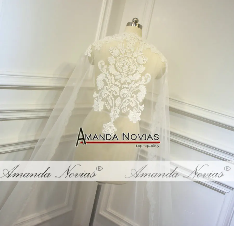 Amanda Novias настоящий образец 3 М длинные 1,5 м ширина без расчесок вуали для свадьбы с кружевным краем