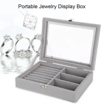 

Portable Velvet Jewelry Display Box Jewelry Tray Storage Organizer Earrings Ring Box
