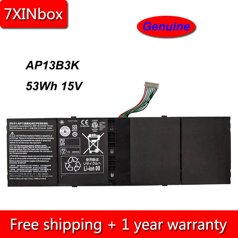 

7XINbox 53Wh 15V Genuine AP13B3K AP13B8K Laptop Battery For Acer Aspire V5 R7 V5-572G V5-472G V5-473G V5-552G R7-571 V5-572P