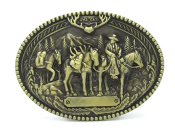 

Bronze Cowboy Hunting Belt Buckle Vintage Style Western