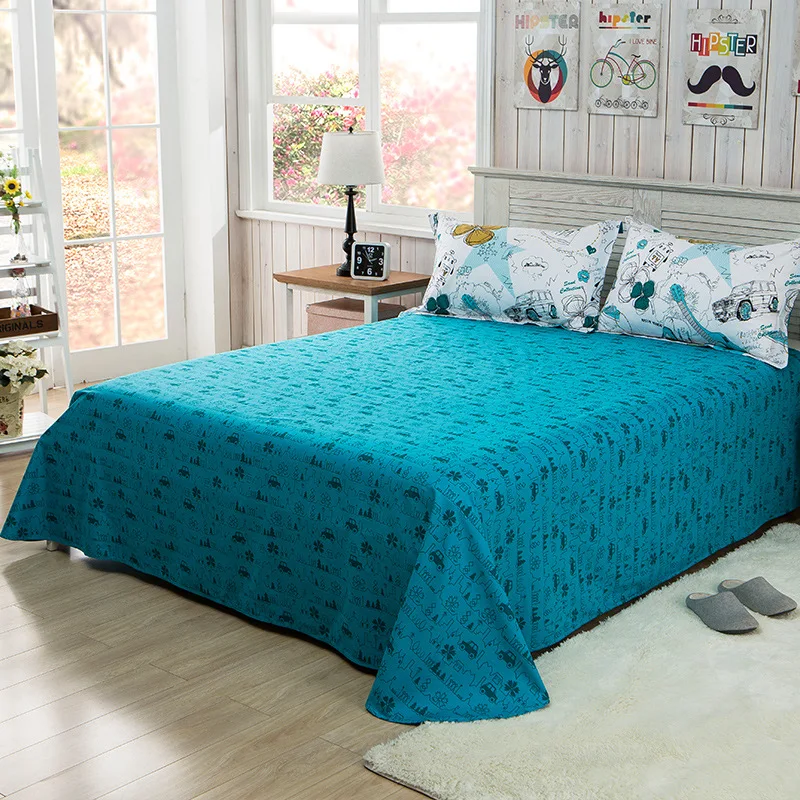 

100% Cotton Cartoon Cars Flat Sheet For Single Double Bed Children Adults Bedroom Use Bed Sheet (No Pillowcase) XF638-19