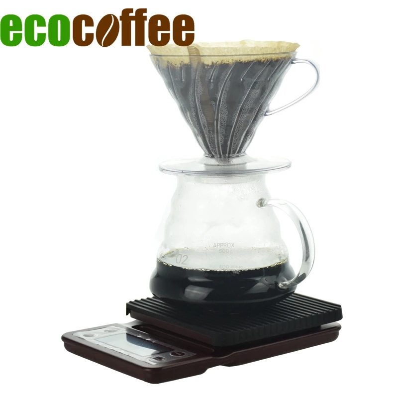 Eco coffee Pour Over Coffee Set V60 пластиковая капельница с бумажными фильтрами кофейник