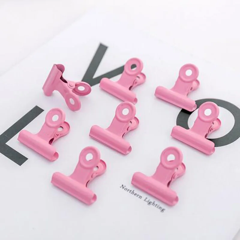 1pcs Colored Metal Binder Clips Pink Clamp For Office School Paper Bills Receipt Organizer Binding Supply | Канцтовары для офиса и
