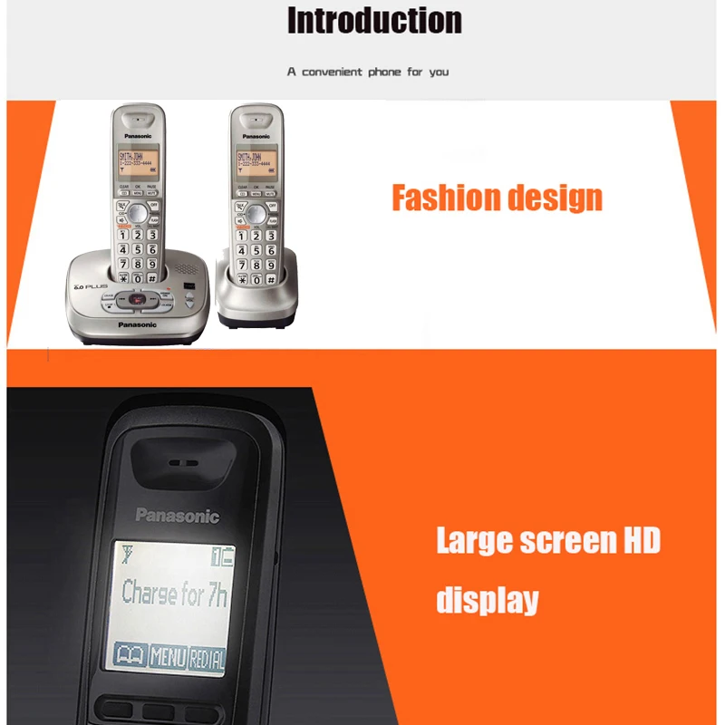 lcd telefone sem fio para escritório em casa preto