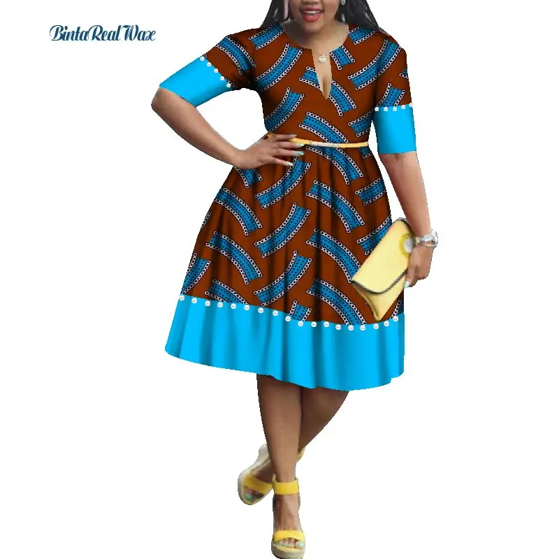 Повседневное платье Bazin Riche с имитацией жемчуга в стиле пэчворк, Драпированное платье, африканские платья с принтом для женщин, традиционная африканская одежда WY1718