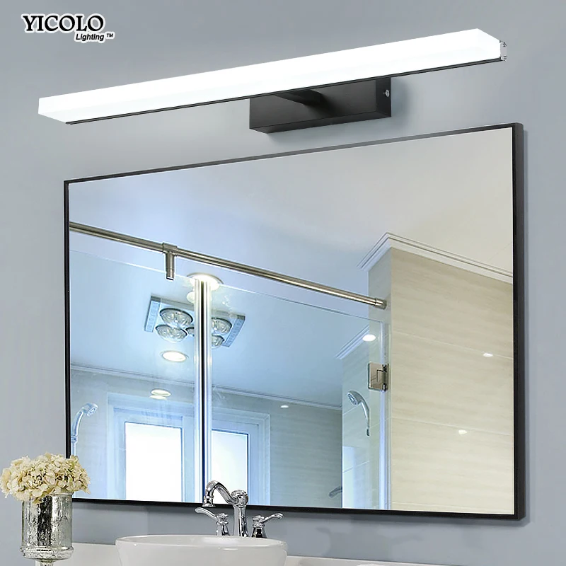

7w 9w 13w 16w Led Acrylic Wall Lamps black sliver bathroom Living Room Indoor mirror wall lights 40cm 60cm 80cm 100cm bathroom