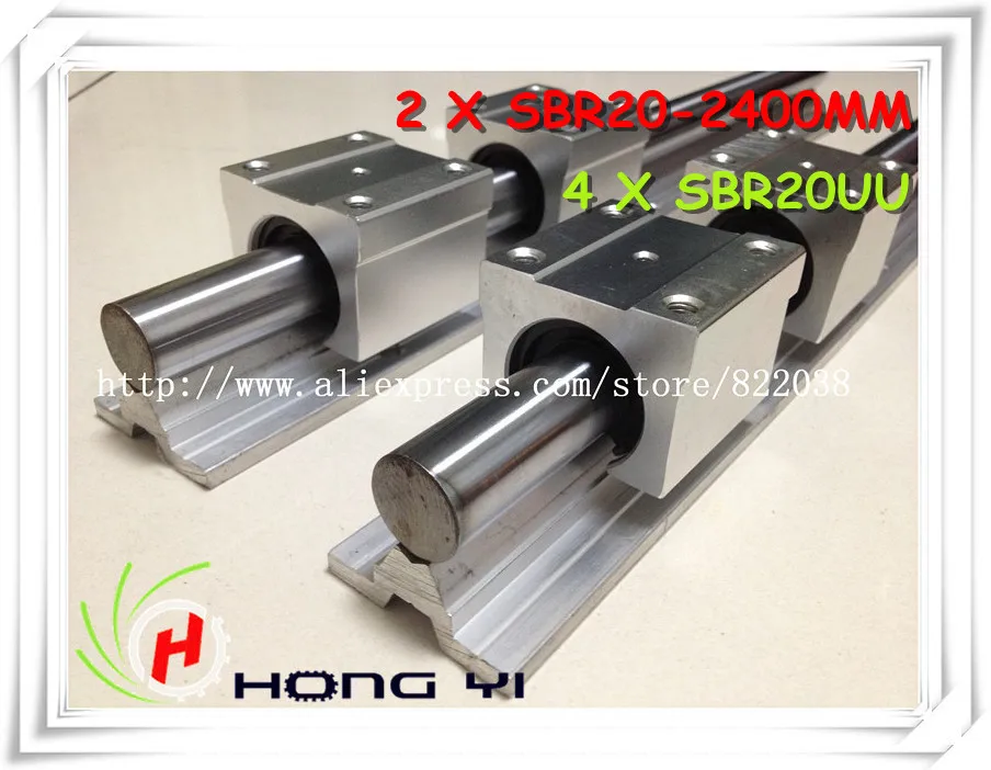 

2 pcs SBR20 L = 2400mm Linear Rails +4 pcs SBR20UU straight-line motion block for SFU2005 Ball screw (can be cut any length)