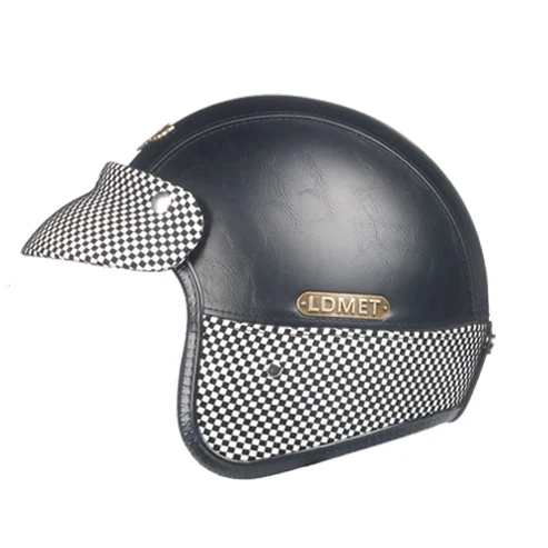 Открытый шлем Кафе racer Кожа PU moto rcycle Ретро 3/4 открытый шлем kask jet casco de moto pilot - Цвет: 8