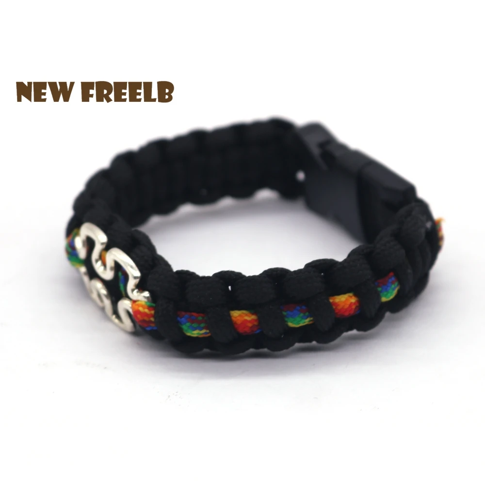 جديد وصول التوحد الوعي بقاء 550 Paracord سوار قوس قزح مجوهرات التخييم في الهواء الطلق اليدوية ل UnisexDrop مجاني جديد وصول التوحد الوعي بقاء 550 Paracord سوار قوس قزح مجوهرات التخييم في الهواء الطلق اليدوية ل UnisexDrop مجاني