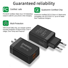 Настенное зарядное устройство Usb quick charge 3,0 eu зарядное устройство usb 18 Вт USB 5 в 3 а для iPhone XS Max XR быстрое зарядное устройство для samsung xiaomi huawei