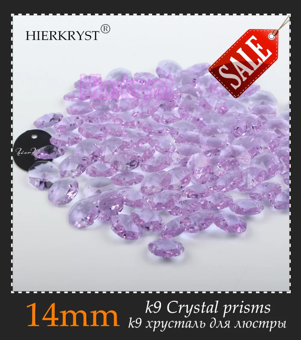 

Wholesale! 1000pcs 14 mm Purple Crystal glass Octagon Beads Chandelier Pendant Parts lamparas de techo colgante para Connector