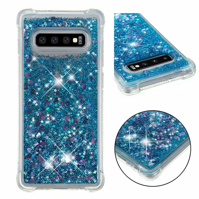

For Samsung Galaxy S10 Plus Bling Luxury Liquid Quicksand Silicone Soft TPU Back Cover For Galaxy S10E Dynamic Glitter Case