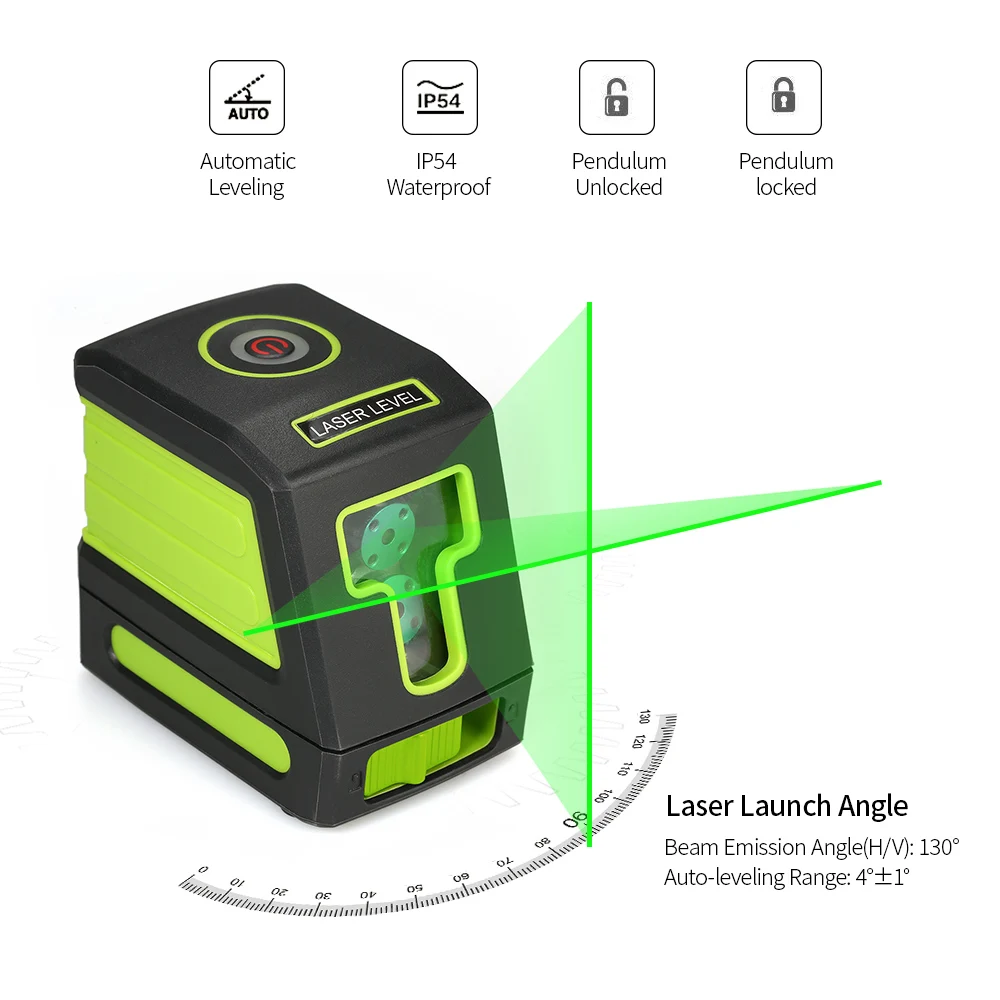 Professional Laser Level Self-Leveling 2 Laser Lines Green Horizontal Cross Line Leveling Laser Level Kit