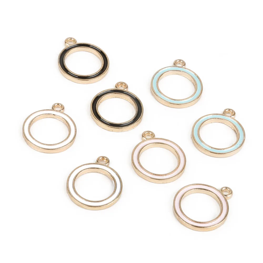 

10pcs 15mm Gold Color Round Alloy Enamel Charms Pendant For DIY Necklace Bracelet Jewelry Making Findings