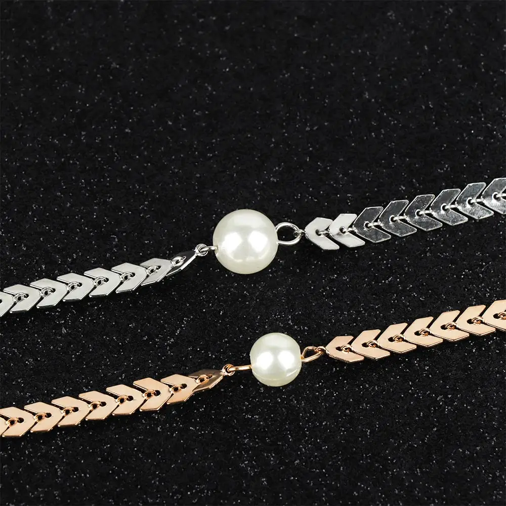 Плоское Ожерелье цепочка в форме рыбки Простое жемчужное ожерелье виде стрелы