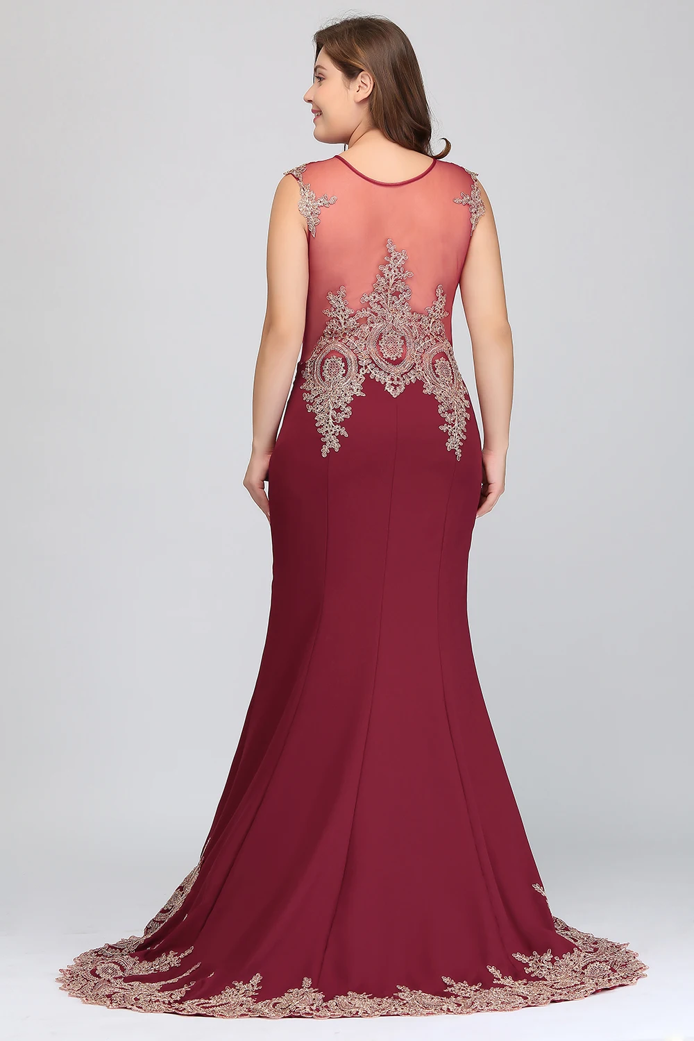 Vestidos De Festa Большие размеры длинные вечерние платья с аппликациями 2017 бордовые