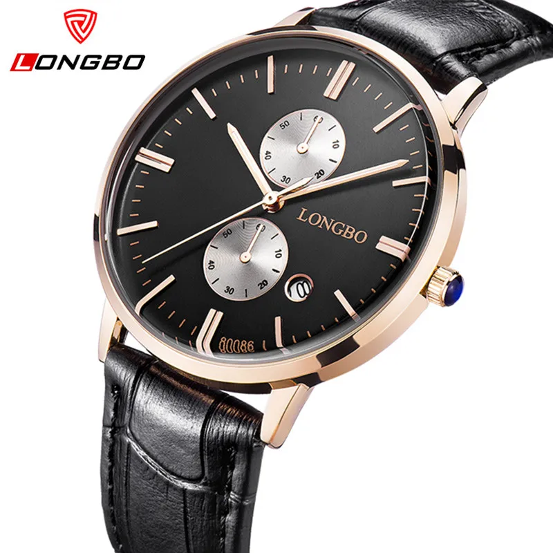 

Longbo Luxury Brand Men Leather Strap Analog Quartz Wrist Watch Waterproof Date Casual Watch Men Sport Watches Relogio Masculino
