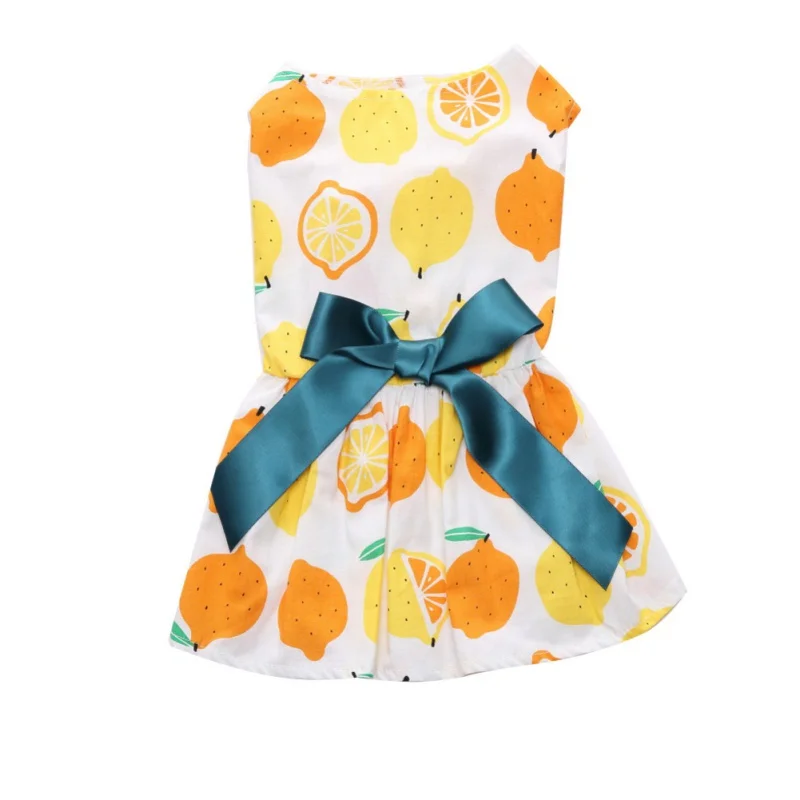 Домашние животные сезон весна-лето фонд "белый горошек/Lemon узор юбка для домашних собак Щенок Свадебная/праздничная одежда платье