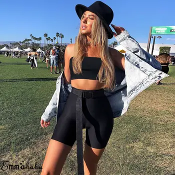 

2019 Women Sexy 2 Pieces Bodycon Crop Top+Shorts Jumpsuit Romper Summer Set Sports Sleeveless Solid Outfits