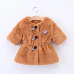 Роскошные пальто из искусственного меха модная зимняя куртка для маленьких девочек элегантная одежда шуба для маленьких девочек