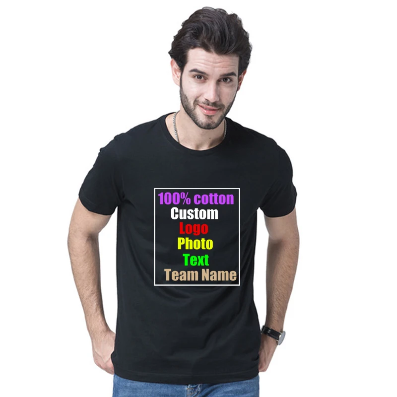 

Plus size 4XL 5XL Oversized Men Custom Logo Photo Text Print T shirts Short Sleeve Oversized Male Man Boy Cotton Tees Team shirt