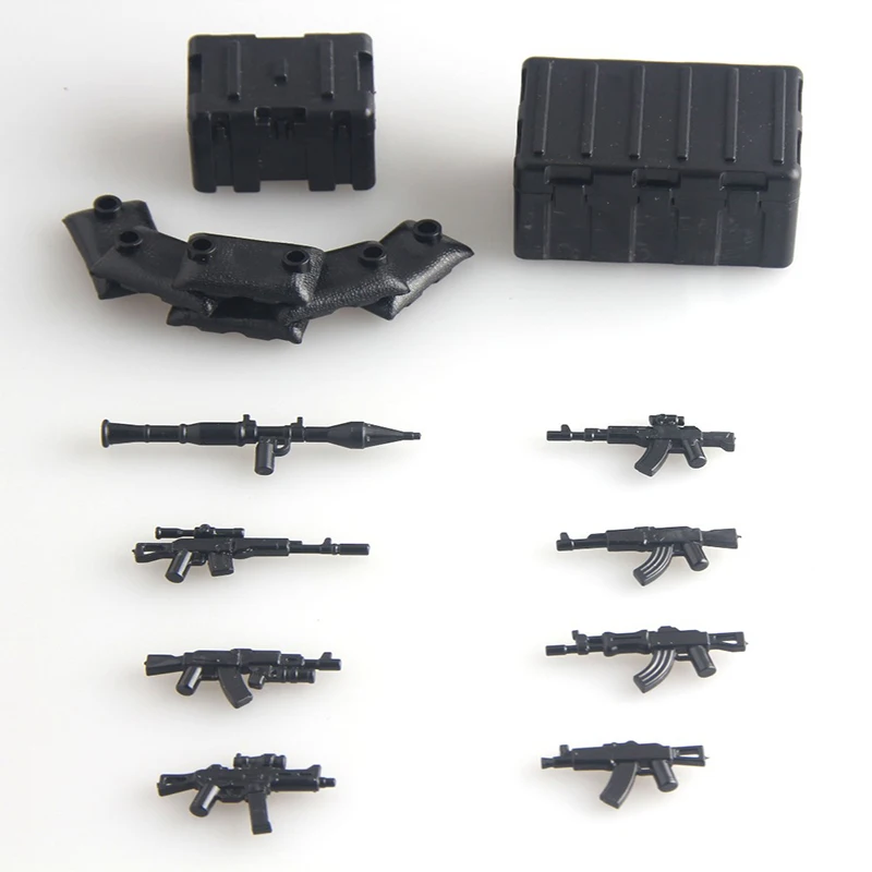 

10 Sets MOC Compatible LegoINGlys Military SWAT City Police Army AK GUN Weapons Accessory Bricks Building Blocks Toys for Boys