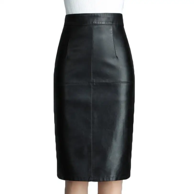 

women plus size 5xl PU leather skirt split zipper long skirt