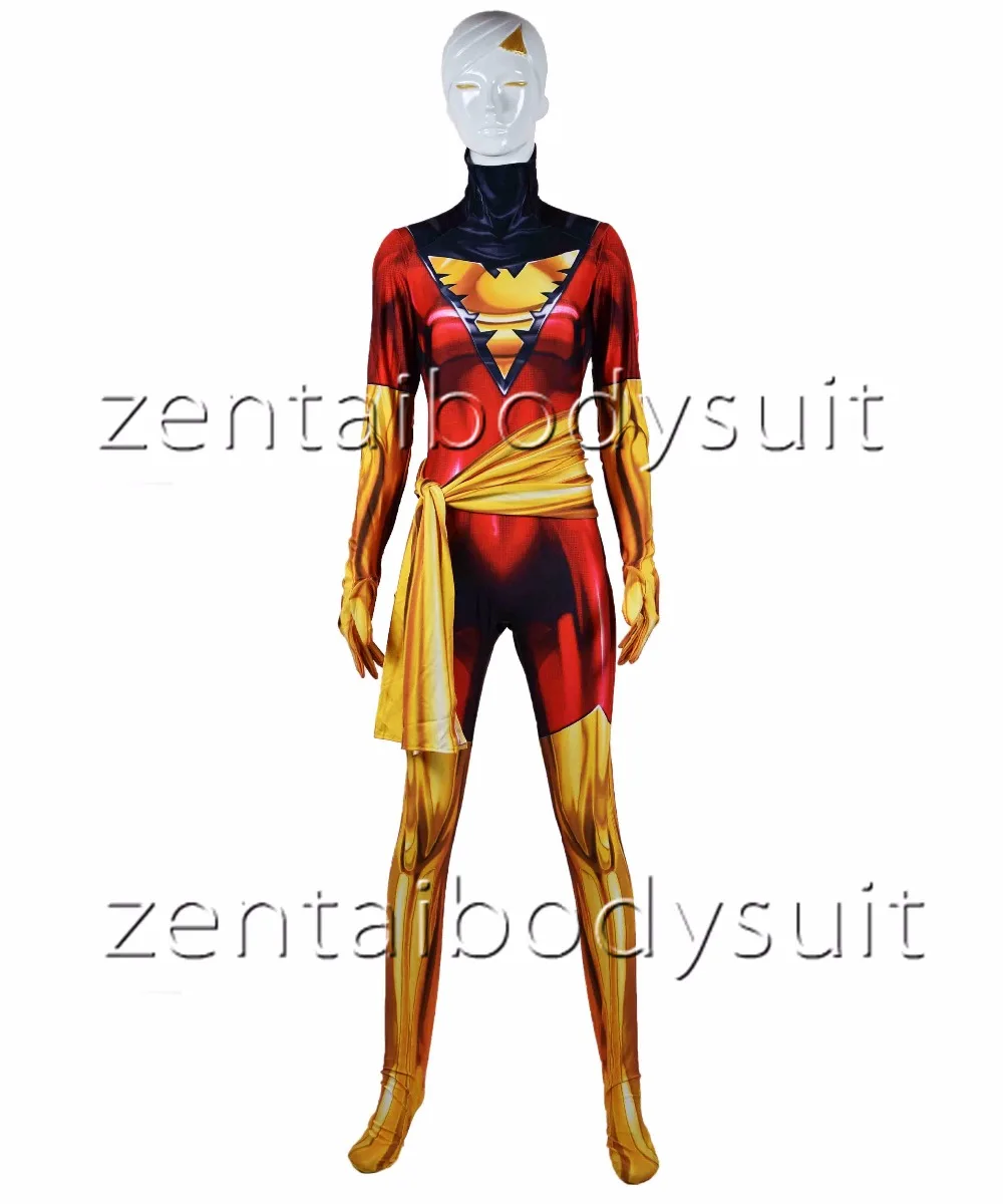 

Dark Phoenix Cosplay costume X-Men Phoenix Superhero Bodysuit 3D Printting Lycra Spandex Zentai Halloween Party suit