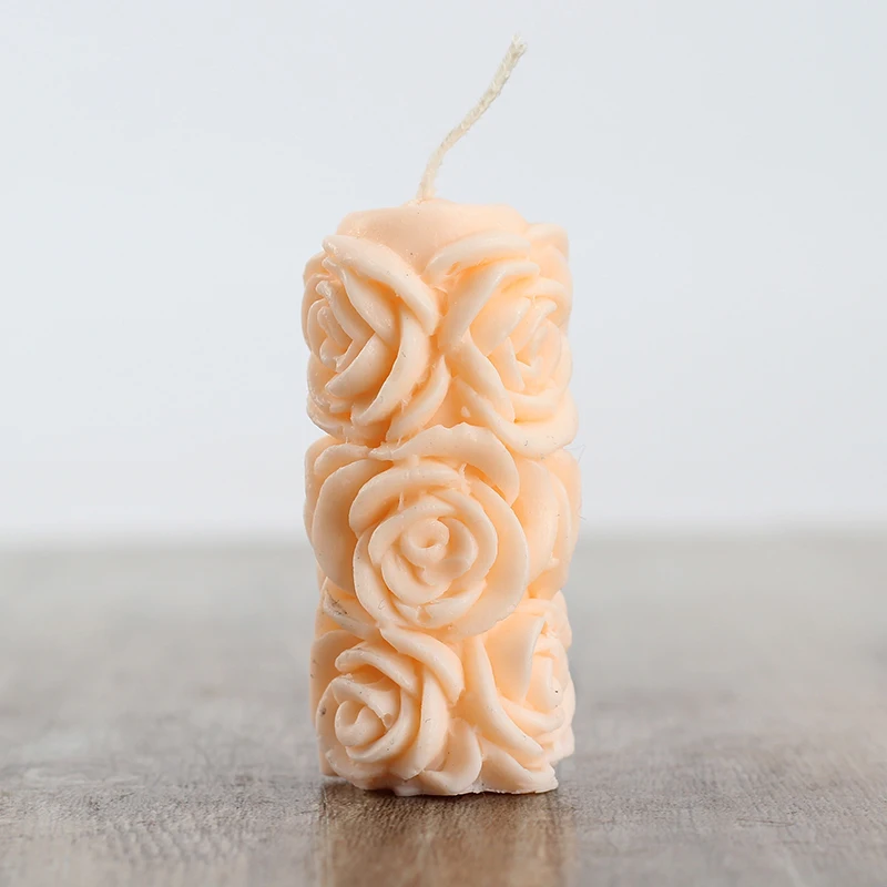 

3D Cylindrical Rose Silicone Handmade Candle Mold