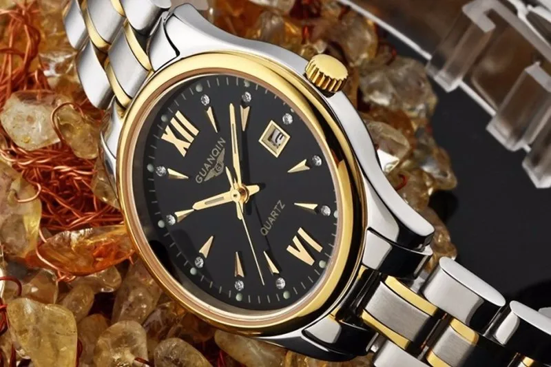 Роскошные брендовые оригинальные часы GUANQIN женские модные роскошные часы GUANQIN кварцевые часы водонепроницаемые женские наручные часы